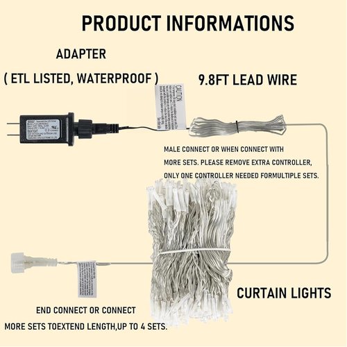 Dazzle Bright 300 LED Curtain String Lights - Waterproof Fairy Lights with 8 Modes | Pink Decor for Bedroom, Wedding & Parties