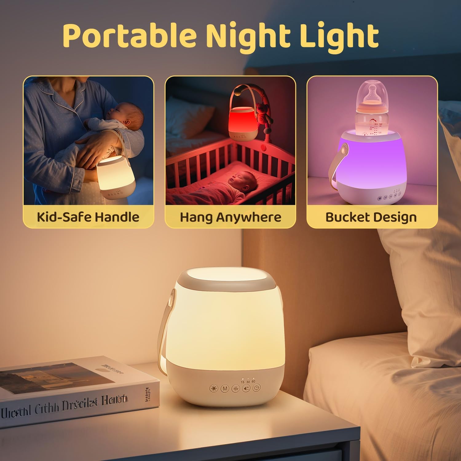 Skiennix Baby Night Light Sound Machine - 35 Colors & 12 White Noise Options | Portable USB Rechargeable Lamp