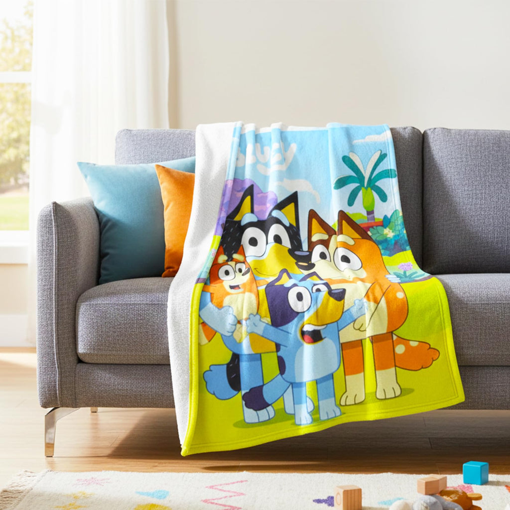 Bluey Fleece Blanket Set for Kids - Cozy Bundle with 45x60 Blanket for Home, Travel, and More Plus Stickers Soft Throw for Boys, Girls