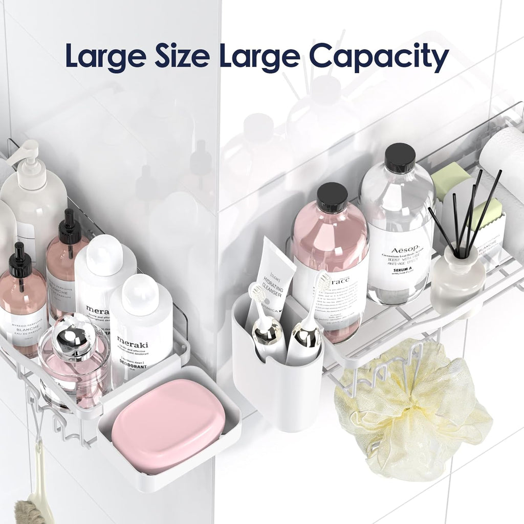 NESOMI Shower Caddy - Rustproof Stainless Steel Organizer with Large Capacity | 8-Pack No-Drill Storage Solutions