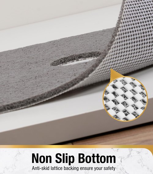 HITSLAM Shower Mat, 32 x 24 Inch Non Slip Bath Mat for Tub, Soft PVC Loofah Bathtub Mats with Drain Holes, Quick Drying Bathroom Stall Floor Mat, Bathroom Accessories Without Suction Cup, Grey