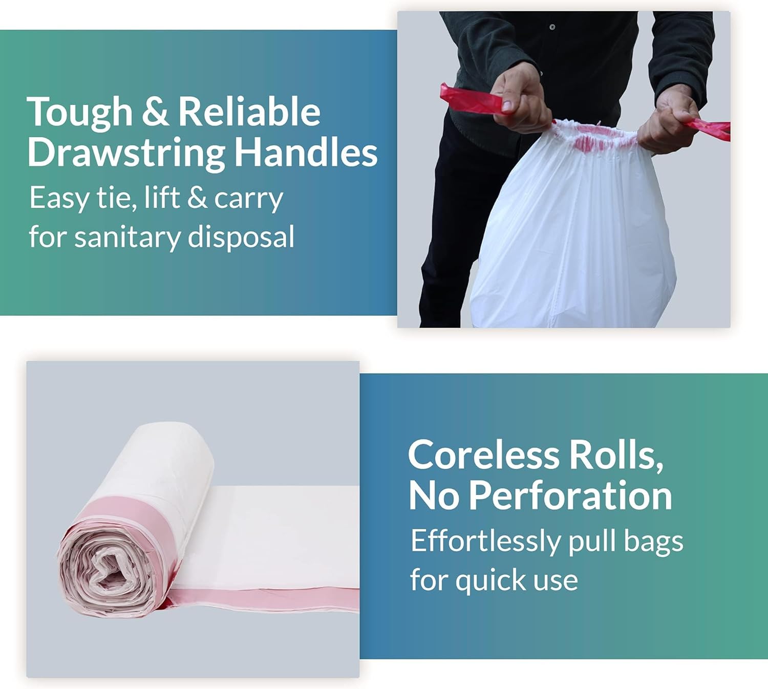 Reli. Drawstring Trash Bags - 13-16 Gallon Capacity, 250 Count Bulk, White for Kitchen Use