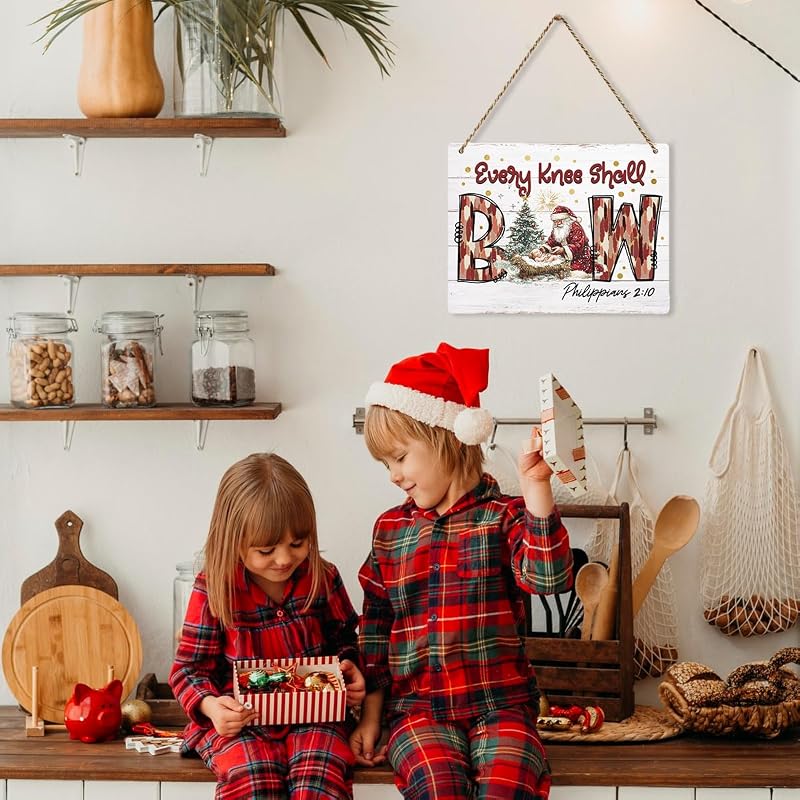 Nativity Scene Wooden Hanging Sign - 8x10 in Christmas Decoration (Variation: Nativity Scene-2)