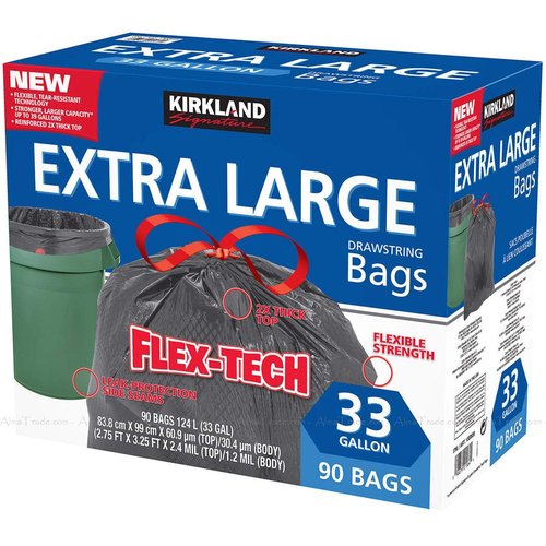 Kirkland Signature Flex-tech 33 Gallon Trash Bag, 90count, 1count