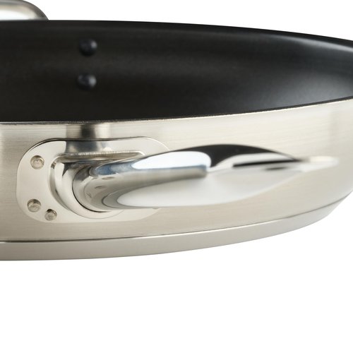 Winco Commercial-Grade Stainless Steel Fry Pan with Helper Handle, Non-Stick, 14"