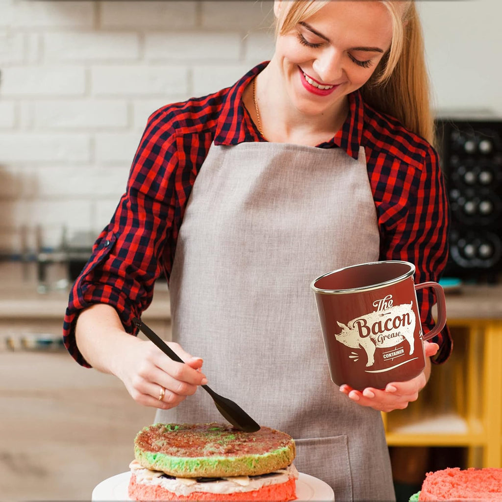 Skiennix Black Meat Chopper - 46oz Red Bacon Grease Container for Easy Cooking Cleanup