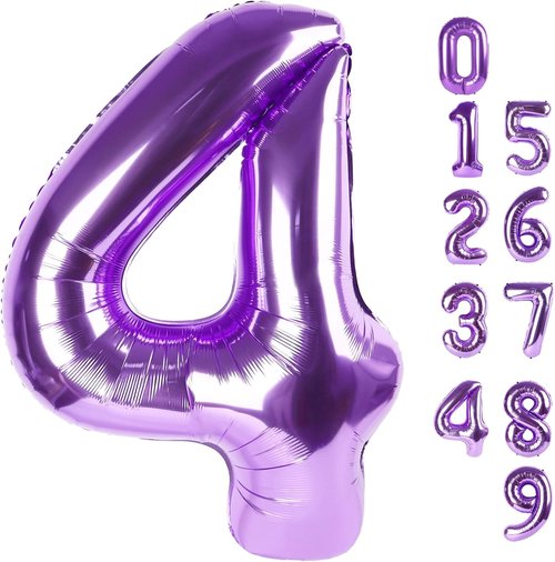 40 Inch Purple Number 4 Balloon by [Brand Name] - Perfect for Birthdays, Graduations & Weddings
