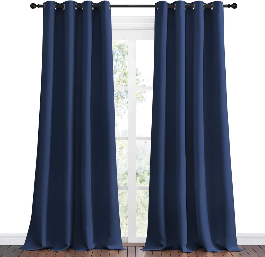 NICETOWN Navy Blackout Curtains - 108" Long Thermal Insulated Drapes | Set of 2 for Living Room & Kids' Bedroom