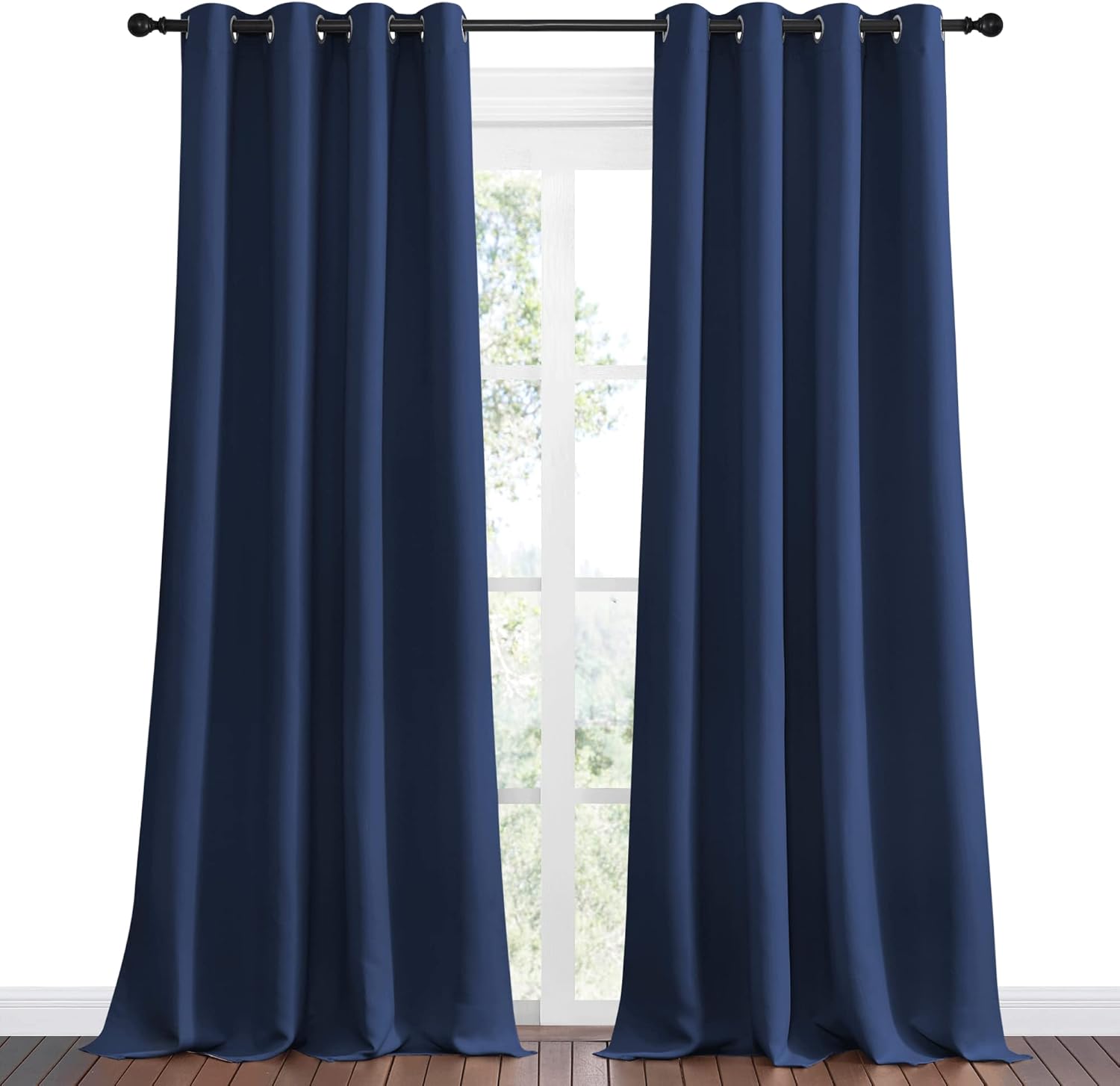 NICETOWN Navy Blackout Curtains - 108" Long Thermal Insulated Drapes | Set of 2 for Living Room & Kids' Bedroom