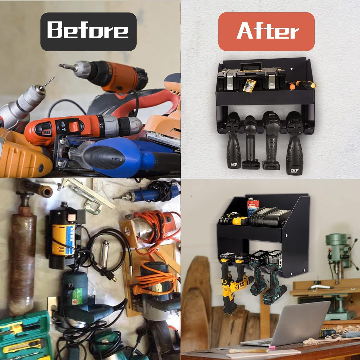 Ultrawall Heavy Duty Power Tool Rack - Wall Mount Organizer for Garage & Workshop Storage