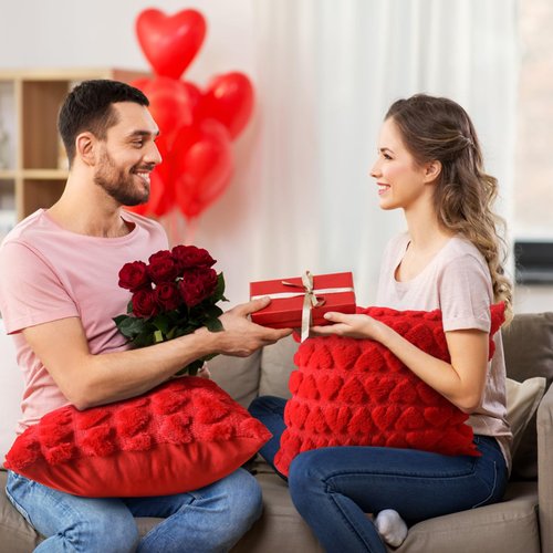 Eliluoni Mother's Day Throw Pillow Covers, Set of 2 Mother's Day Throw Pillow Covers,18x18 Inch Luxury Soft Heart Decorative Pillowcase Cushion Cover Wedding Home Decor for Sofa Living Room Couch Bed