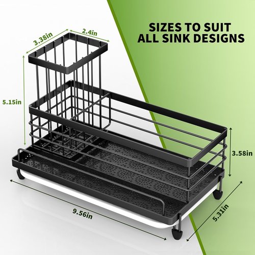 Cisily Kitchen Sink Caddy Organizer - Rustproof Non-Slip Sponge & Brush Holder | Large Capacity Storage Essentials