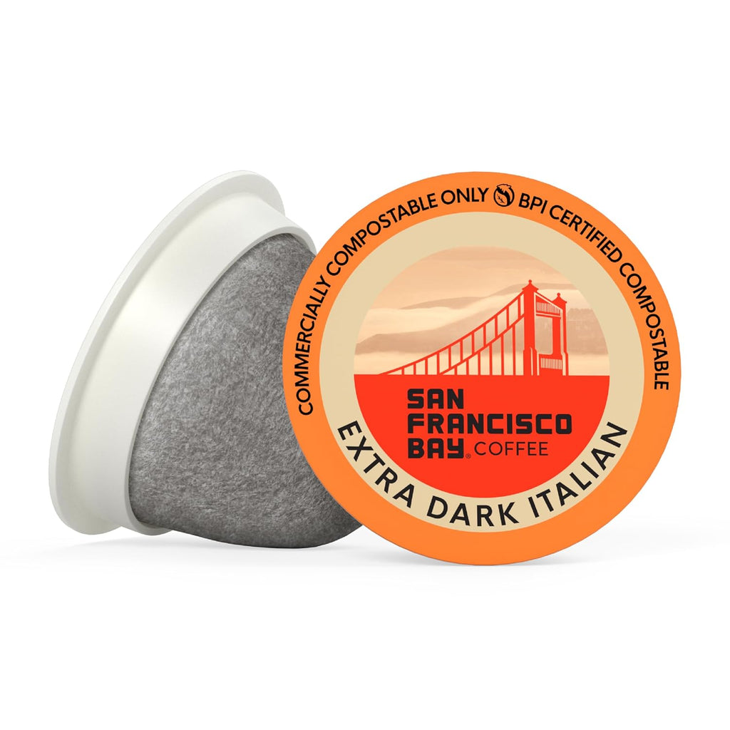 San Francisco Bay K-Cup Coffee Pods - Extra Dark Italian Dark Roast | 80 Count, Compostable Pods
