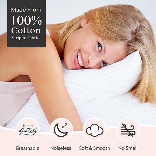 FAUNNA 600TC Cotton Pillow Protectors - Hotel Grade, Oeko-TEX Certified, Standard Size (20x26), 4 Pack | White