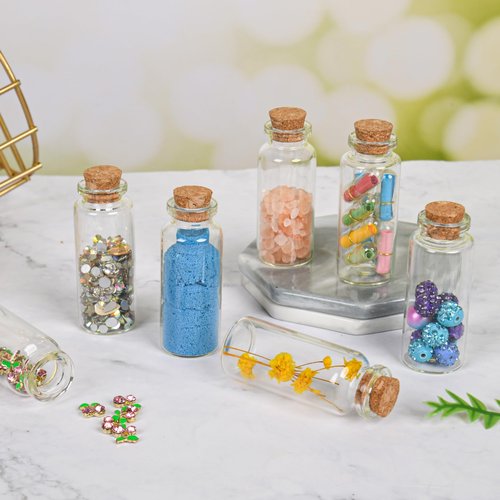 Yadream 20pcs 0.94" x2.36"Small Glass Potion Bottle,20ml Tiny Glass Vials,Mini Cork Stopper Glass Bottle for Wedding Favors, Birthday Party,DIY ART Crafts(empty bottle)