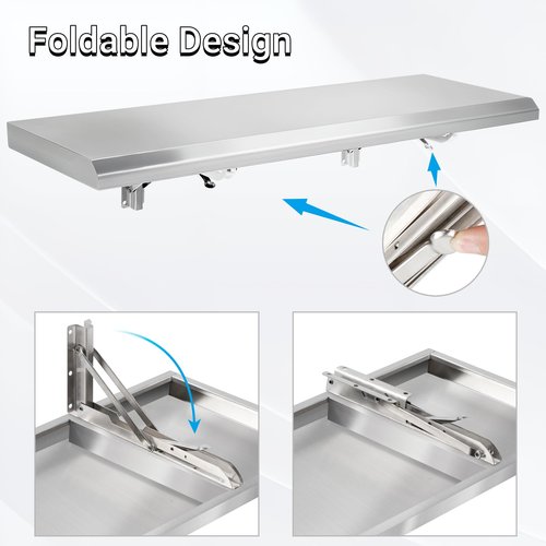 Toriexon Folding Concession Shelf 36" x 18", Stainless Steel Drop Down Serving Food Shelf for Concession Windows