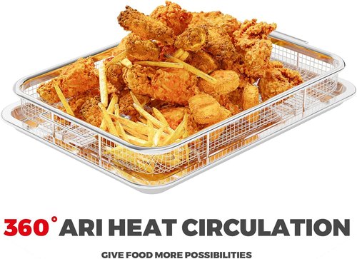 Air Fryer Basket - Stainless Steel Baking Tray for Oven Cooking & Broiling | 15.3” x 11”