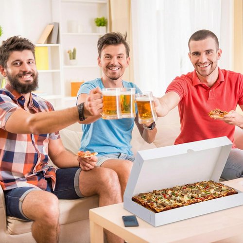Jaloro 80 Pcs Pizza Boxes 14 x 7 x 1.5 Inch White Flatbread Box Cardboard Rectangular Take out Pizza Boxes Baking Containers Flatbread Box for Cake Cookies Food Pastry Bakery Charcuterie