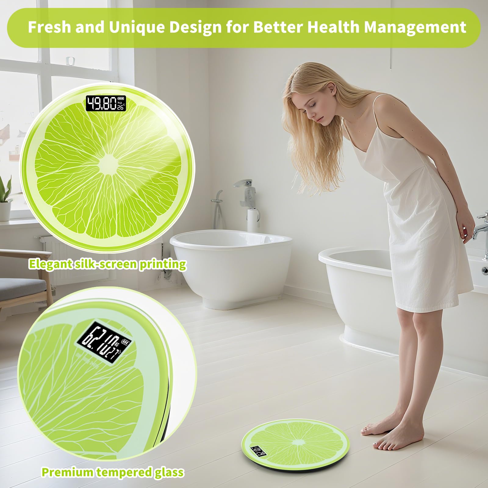 Rechargeable Bathroom Scale – Accurate Digital Weight Scale (±0.1 lb), 400 lbs Capacity, Large LED Display, No Batteries, Step-On Technology for Easy Home Use
