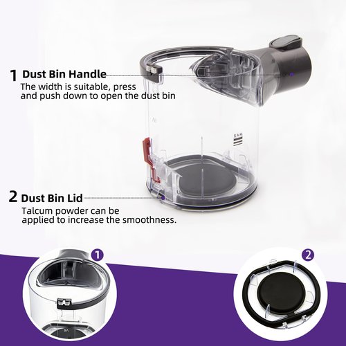 Yangugu Dust Bin Replacement for DysonV6 DC58 DC59 DC62 DC74 Vacuum Cleaner, A and B Interface Dirt Cup Canister Replacement Part No.965660-01