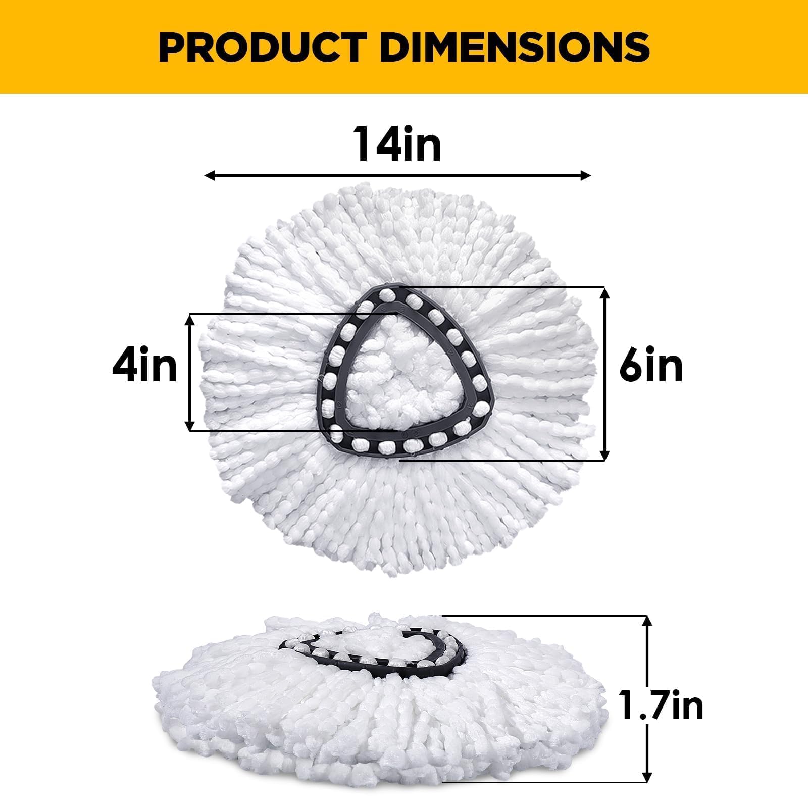 Mop Head Replacement for Ocedar, Spin Mophead Replacements, Compatible with Cedar Easywring 1-Tank System, Microfiber 6 Pack 360 Degree Swivel Mop Refills, Machine Washable and Easy to Replace