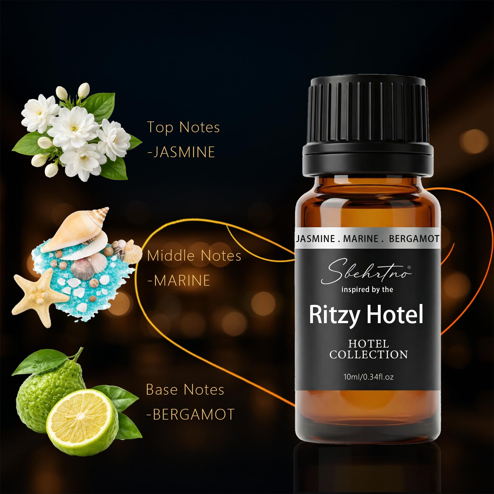 Sbehrtno Hotel Collection Diffuser Oil – Inspired by Iconic Five-Star Coastal Hotel Scents – for Essential Oil & Waterless Diffusers (0.34 Fl Oz (Pack of 1))