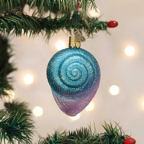 Old World Christmas Fanciful Spiral Shell Glass Blown Ornament for Christmas Tree, Handcrafted Holiday Decoration, Seashell Collection