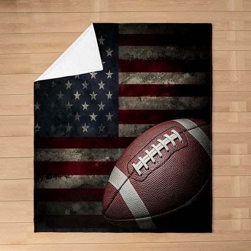 Erosebridal American Flag Blanket, Boys Football Throw Blanket Twin 60x80 Soccer Sports Games Fleece Blanket United States Federations Stars Stripes Bed Blanket for Kids Teens Adult Bedroom Decor