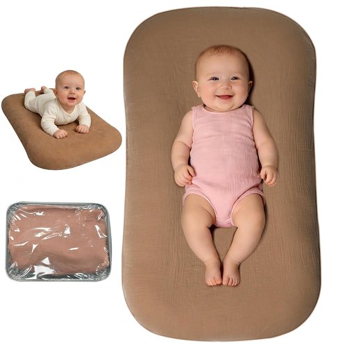 Baby Lounger - Soft & Breathable Newborn Lounger for Home & Travel | Ideal for 0-24 Months, Brown