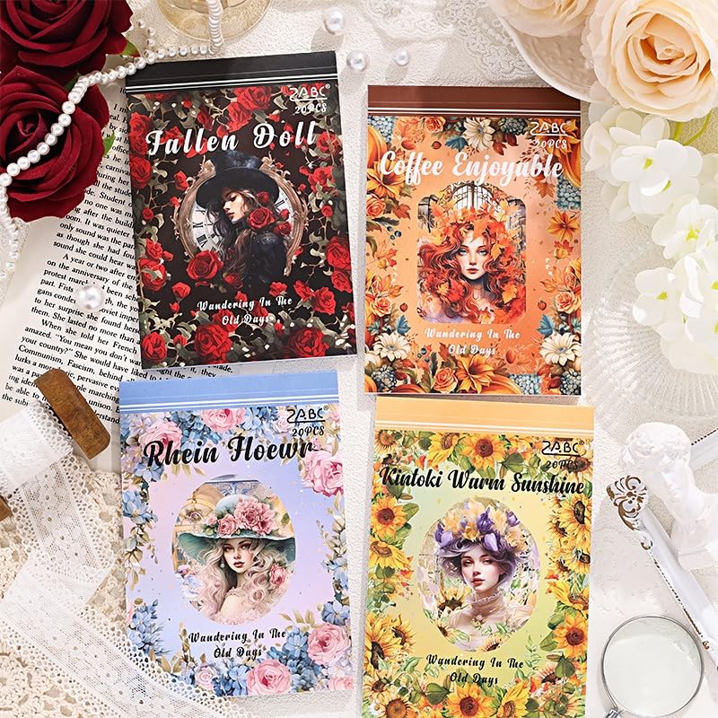 TIAMECH Loose Old Times Rose Princess Sticker Book - Premium PET