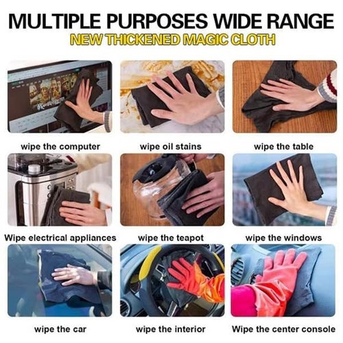 Duirubeo 5PC Thickened Magic Cleaning Cloth, Reusable Microfiber Cleaning Rags for TV, Cars, Windows, Lint Free, Odorless, Machine Washable