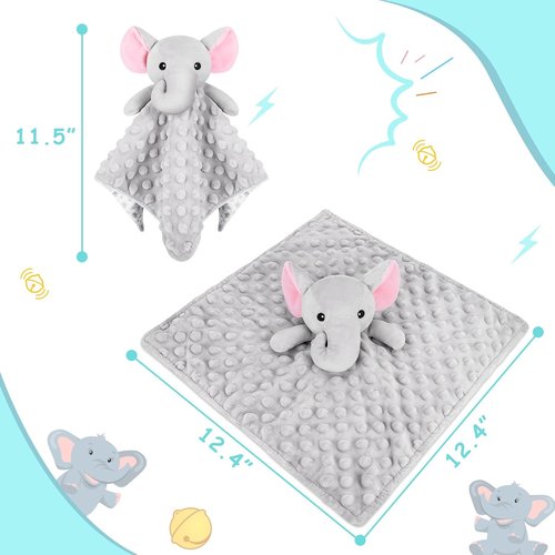 Loveys | Lovey Elephant Security Blanket for Babies - Soft Snuggle Toy for Newborns (Gray, 12.4in)