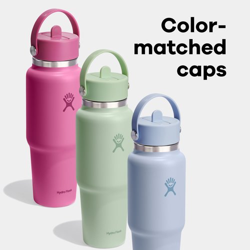 Hydro Flask Travel Water Bottle - Insulated Stainless Steel - Wide Straw Lid, Non Spill, Leakproof in 40 Oz Black