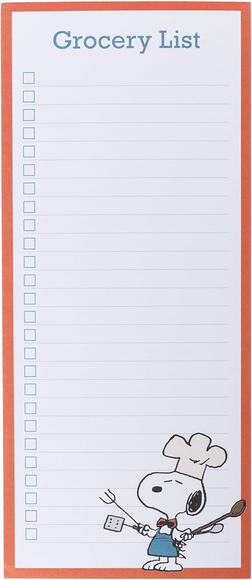 Graphique Snoopy Chef Grocery List Notepad - 100 Tear-Away Sheets for Shopping & Kitchen Fun