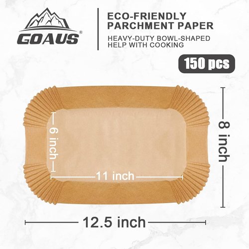 GOAUS Parchment Paper Liners - 150 Disposable Rectangle Accessories for Ninja Foodi XL Air Fryer