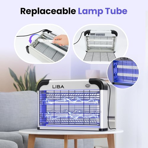 LiBa Electric Bug Zapper | Powerful 2800V Indoor Insect Killer - Includes 2 Extra Replacement Bulbs - Easy to Clean