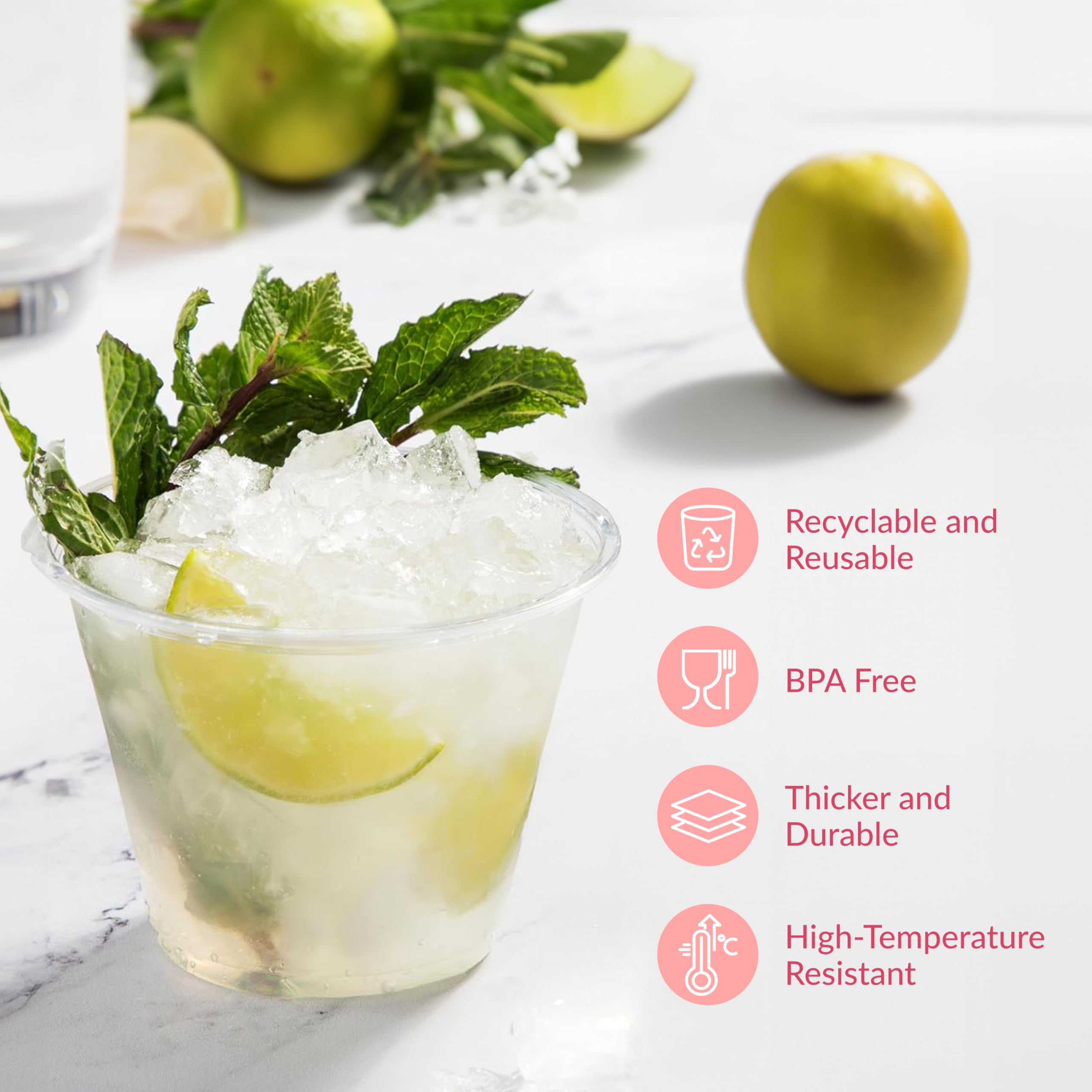 Prestee 1000 Clear Plastic Shot Glasses Disposable - Cocktails, Juice and Plastic Wine Glasses Disposable Party Cups for Adults- Indoor/Outdoor Events, Everyday Use - 9 oz Food-Grade Material