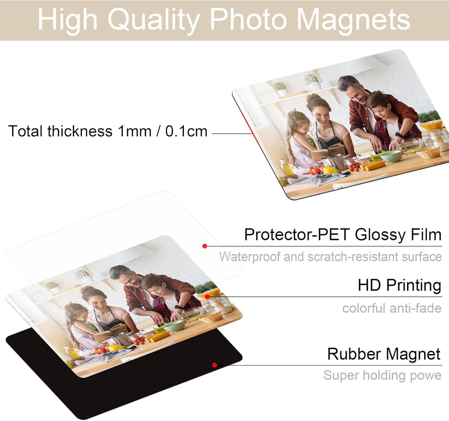 Skiennix Custom Photo Fridge Magnets - Personalized Home & Office Decor | Rectangle (1 Pc)