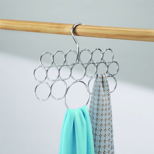 iDesign Axis Metal Loop Scarf Hanger, No Snag Closet Organization Storage Holder for Scarves, Men's Ties, Women's Shawls, Pashminas, Belts, Accessories, Clothes, 18 Loops ,0.3" x 9.9" x 11.2", Chrome