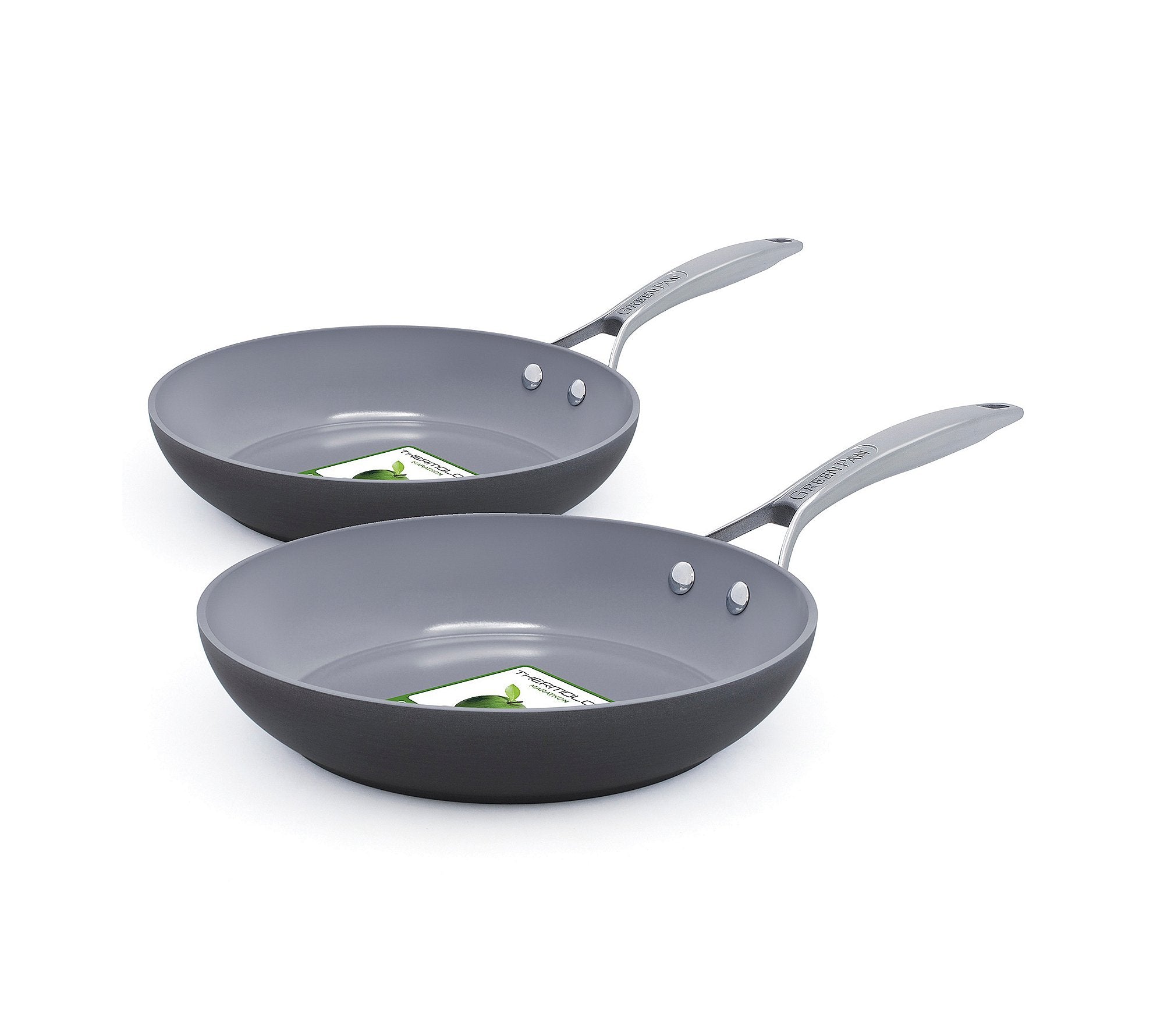 GreenPan Paris Pro Hard Anodized Healthy Ceramic Nonstick, 8" and 10" Frying pan Skillet Set, PFAS-Free, Dishwasher Safe, Grey