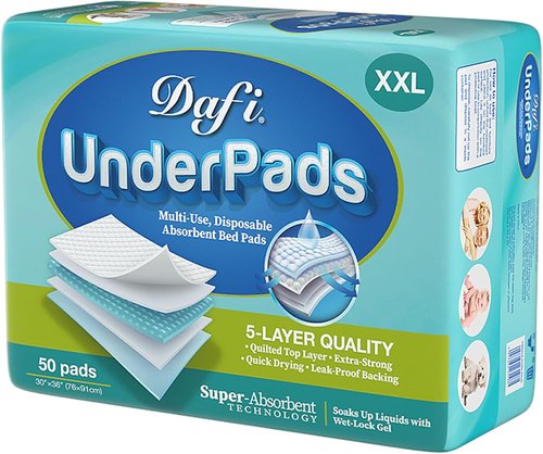 DAFI Extra Large Disposable Bed Pads - Super Absorbent Adult Incontinence Underpads | 30”x36” (50 Count)