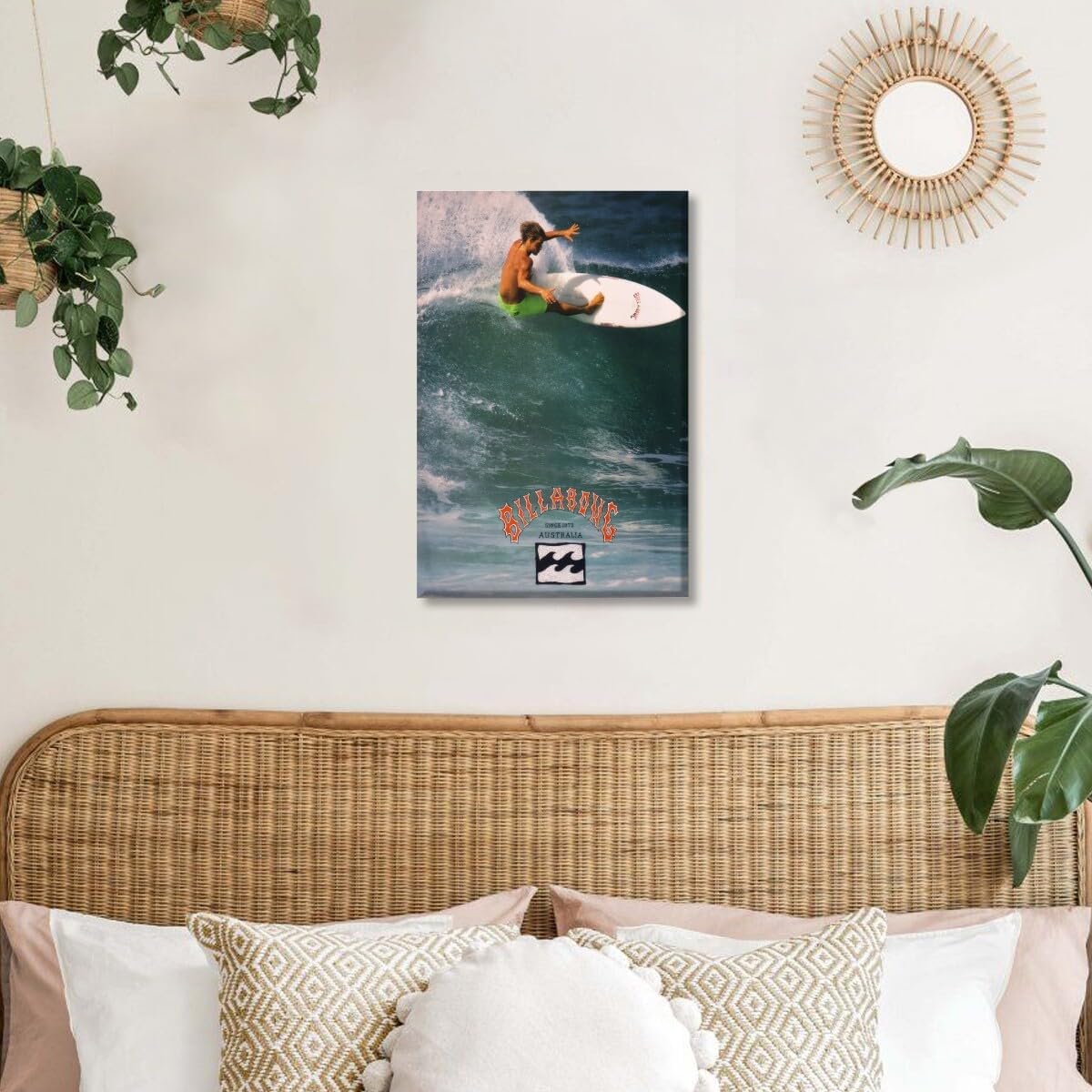 Billabong Vintage Surfing Poster - Classic 1990 Wave Rider Canvas Art | Coastal Home Decor 12x18" Unframed