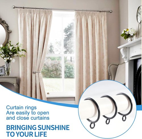 44 Pack Metal Curtain Rings by [Brand Name] - Durable Drapery Rings for Pinch Pleat Curtains | 1.5 Inch ID, Black