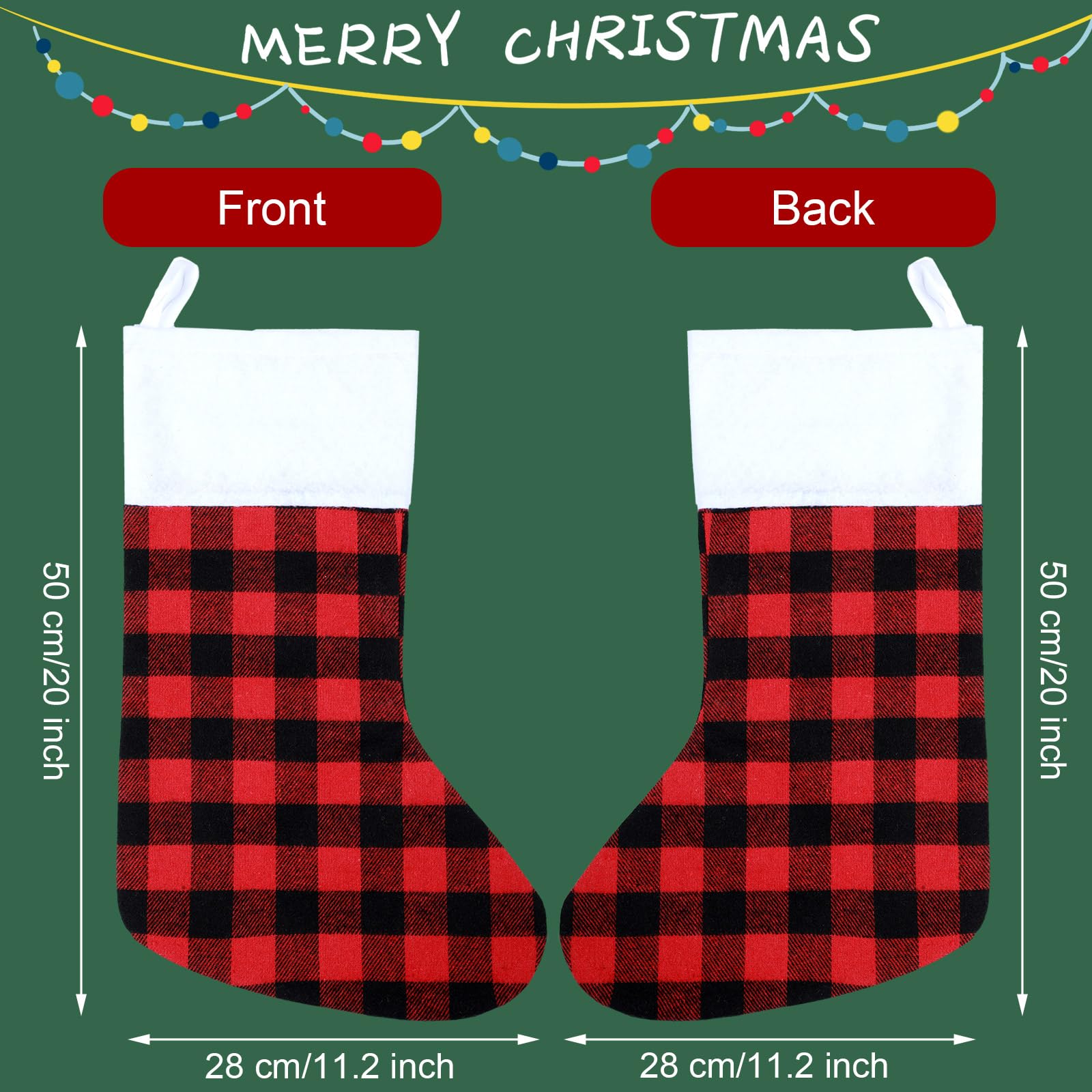 Tatuo 8 Pieces Buffalo Plaid Christmas Stockings Bulk Fireplace Hanging Stockings Xmas Indoor Outdoor Decorations for Family Party Christmas Tree(20 Inches)
