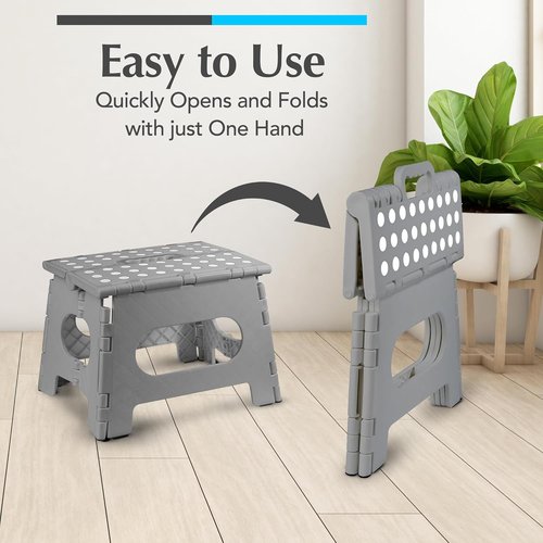 Handy Laundry Folding Step Stool - Lightweight & Sturdy for Adults and Kids - Easy One-Flip Design (Grey | 2-Pack)