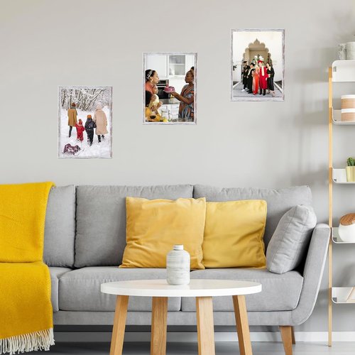 JCJMY Picture Frame - 10x14 Inch Rustic White Design for Horizontal & Vertical Wall Display