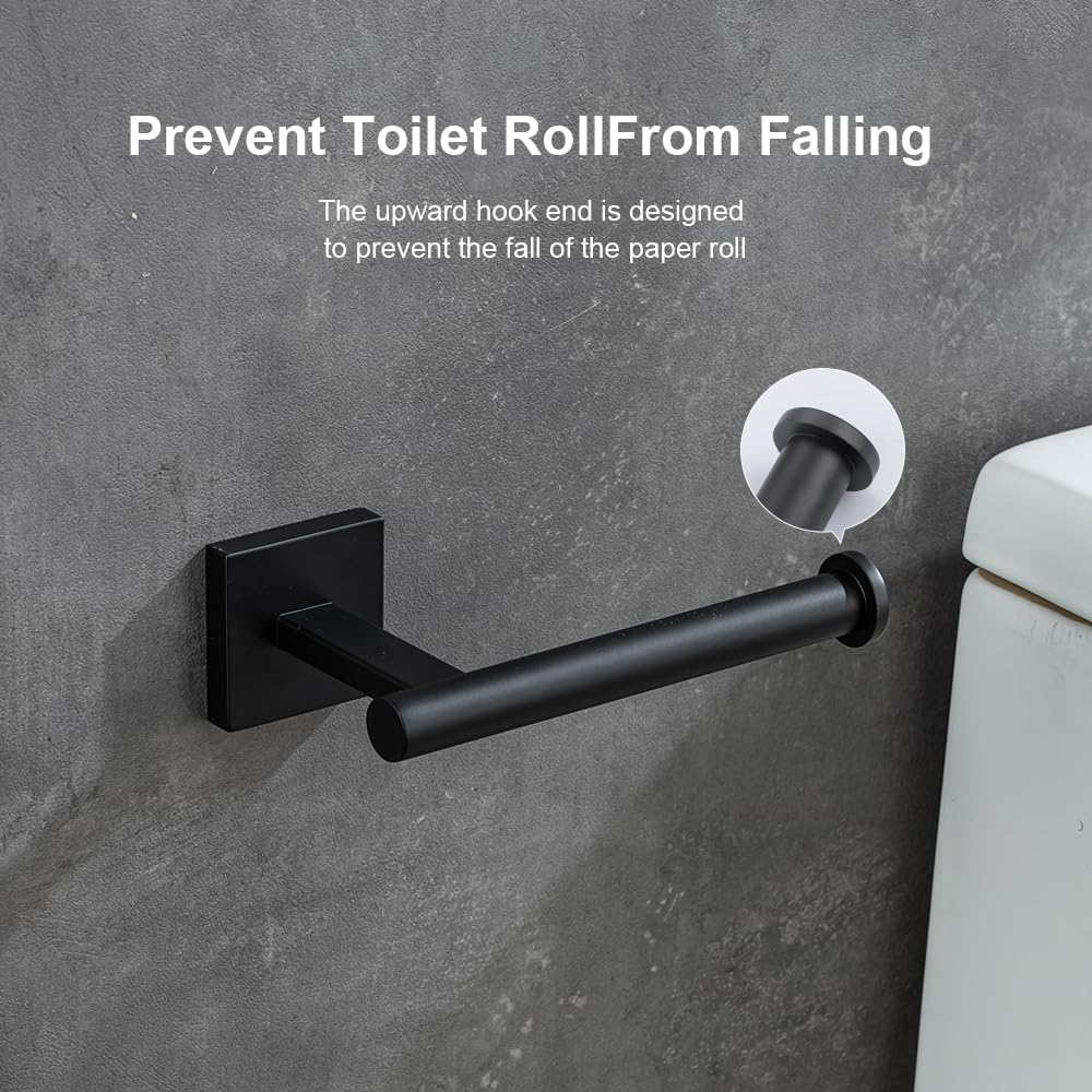 Modern Matte Black 304 Stainless Steel Toilet Paper Holder Wall Mounted Permanent Bathroom Tissue Roll Holder Toilet Paper Roll Holder Luxe Finish Toilet Roll Holder Sleek Stylish toilet tissue holder