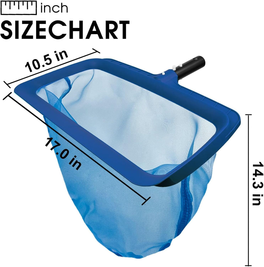 Poolvio Professional Pool Skimmer Net - Heavy Duty Nylon Mesh with Extra Wide Scoop Edge for Efficient Cleaning