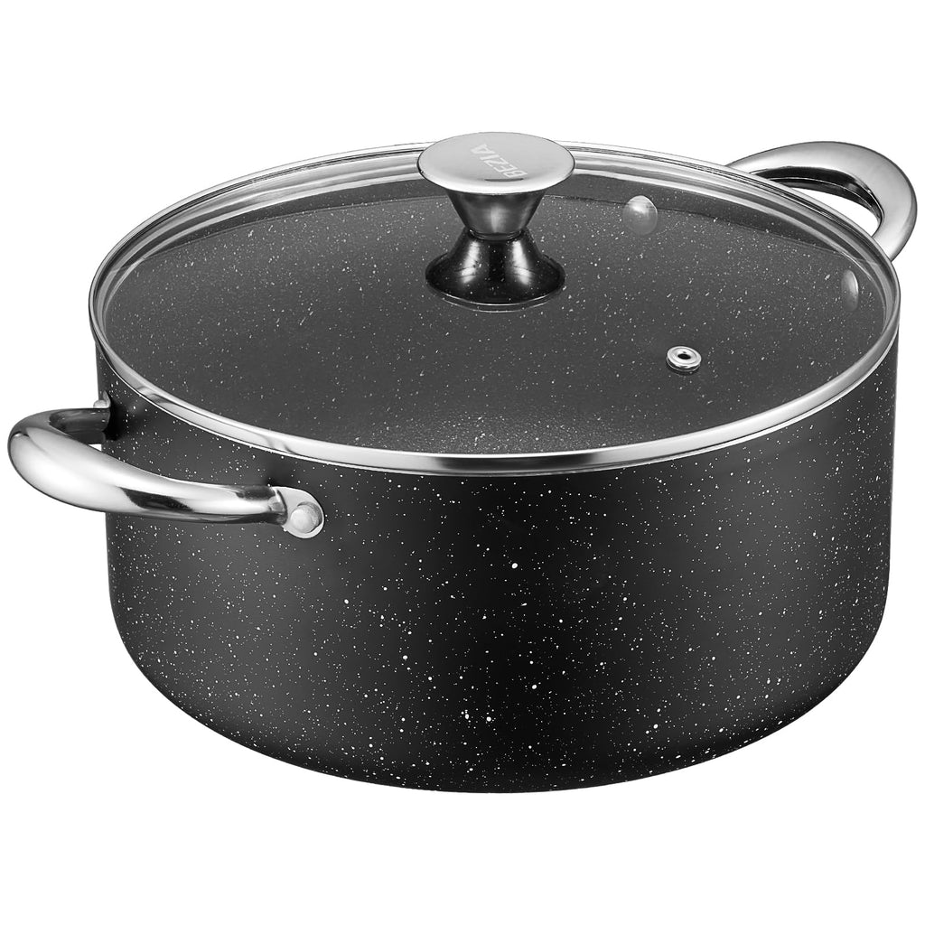 BEZIA 6 Quart Nonstick Stock Pot with Lid, Induction Cooking Pot Soup Pot, Non-toxic and Oven Safe, Perfect for Stews, Soups and All Stovetops, PFOA PFAS Free