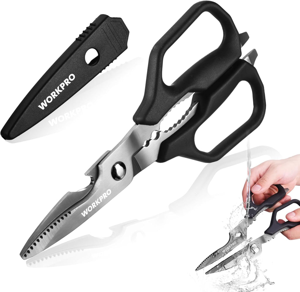 WORKPRO Kitchen Scissors - Heavy Duty Shears with Detachable Titanium Blades for Easy Cleaning | Ideal for Meat, Fish, Nuts, and Vegetables